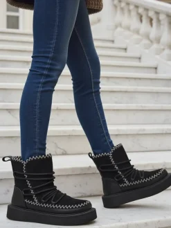 Hot Śniegowce damskie sznurowane Siozi Śniegowce|Botki Z Delikatnym Ociepleniem