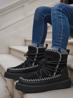 Hot Śniegowce damskie sznurowane Siozi Śniegowce|Botki Z Delikatnym Ociepleniem