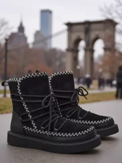 Hot Śniegowce damskie sznurowane Siozi Śniegowce|Botki Z Delikatnym Ociepleniem