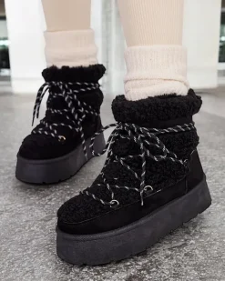 New Śniegowce damskie sznurowane Evonie Śniegowce|Botki Z Delikatnym Ociepleniem