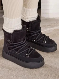 New Śniegowce damskie sznurowane Liloz Botki Z Delikatnym Ociepleniem|Nowość