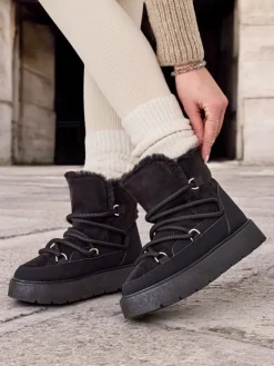New Śniegowce damskie sznurowane Liloz Botki Z Delikatnym Ociepleniem|Nowość