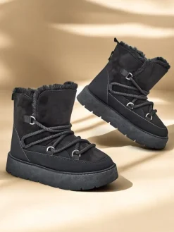 New Śniegowce damskie sznurowane Liloz Botki Z Delikatnym Ociepleniem|Nowość
