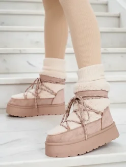 Online Śniegowce damskie sznurowane Evonie Śniegowce|Botki Z Delikatnym Ociepleniem