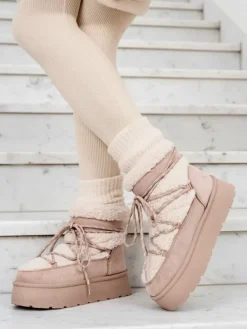 Online Śniegowce damskie sznurowane Evonie Śniegowce|Botki Z Delikatnym Ociepleniem