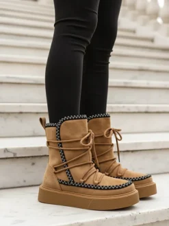 Discount Śniegowce damskie sznurowane Siozi Śniegowce|Botki Z Delikatnym Ociepleniem