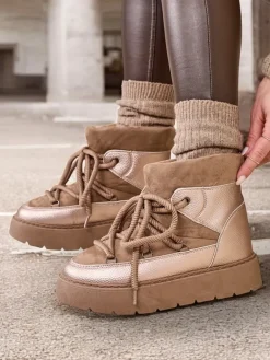Online Śniegowce damskie sznurowane Iniuc Śniegowce|Botki Z Delikatnym Ociepleniem