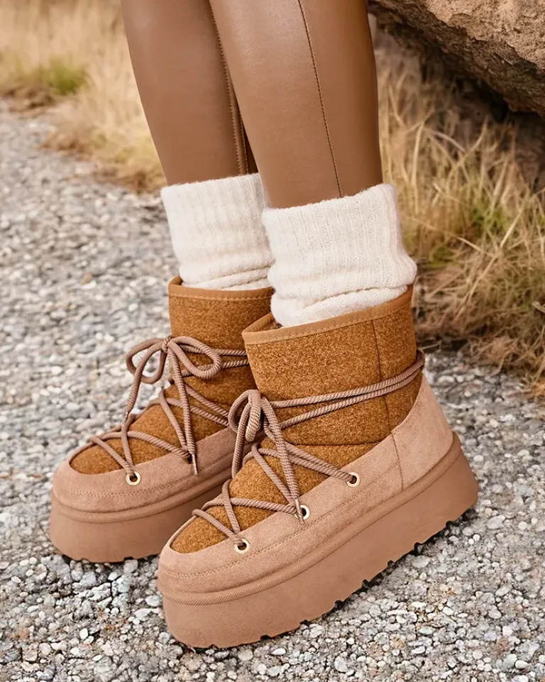 Best Śniegowce damskie sznurowane Filori Śniegowce|Botki Na Płaskim Obcasie