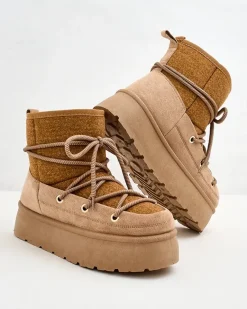 Best Śniegowce damskie sznurowane Filori Śniegowce|Botki Na Płaskim Obcasie