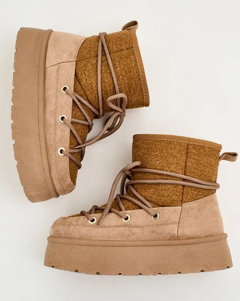 Best Śniegowce damskie sznurowane Filori Śniegowce|Botki Na Płaskim Obcasie