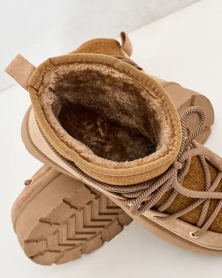 Best Śniegowce damskie sznurowane Filori Śniegowce|Botki Na Płaskim Obcasie