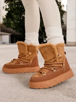 Discount Śniegowce damskie sznurowane Liloz Botki Z Delikatnym Ociepleniem|Nowość