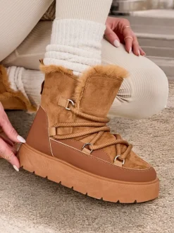 Discount Śniegowce damskie sznurowane Liloz Botki Z Delikatnym Ociepleniem|Nowość