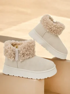 Clearance Śniegowce damskie z kożuszkiem Rovvoy Śniegowce|Botki Z Delikatnym Ociepleniem