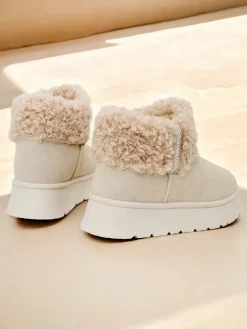 Clearance Śniegowce damskie z kożuszkiem Rovvoy Śniegowce|Botki Z Delikatnym Ociepleniem