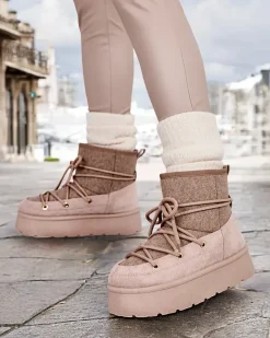 Clearance Śniegowce damskie sznurowane Filori Śniegowce|Botki Na Płaskim Obcasie