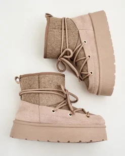 Clearance Śniegowce damskie sznurowane Filori Śniegowce|Botki Na Płaskim Obcasie