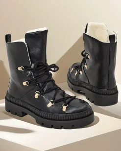 Clearance Śniegowce damskie sznurowane Lorii Śniegowce|Botki Z Grubym Ociepleniem