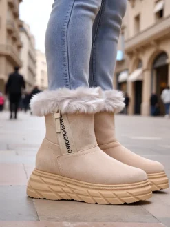 Clearance Śniegowce damskie Zebio Śniegowce|Botki Na Płaskim Obcasie