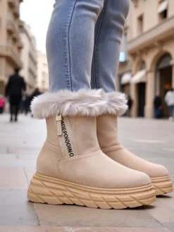 Clearance Śniegowce damskie Zebio Śniegowce|Botki Na Płaskim Obcasie