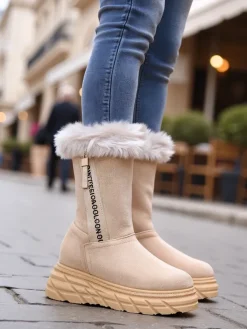 Clearance Śniegowce damskie Zebio Śniegowce|Botki Na Płaskim Obcasie