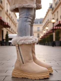 Clearance Śniegowce damskie Zebio Śniegowce|Botki Na Płaskim Obcasie