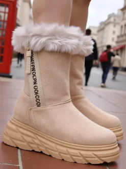 Clearance Śniegowce damskie Zebio Śniegowce|Botki Na Płaskim Obcasie