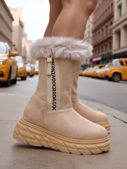 Clearance Śniegowce damskie Zebio Śniegowce|Botki Na Płaskim Obcasie