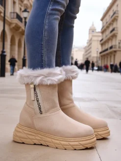 Clearance Śniegowce damskie Zebio Śniegowce|Botki Na Płaskim Obcasie