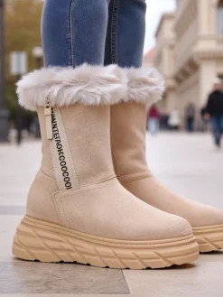 Clearance Śniegowce damskie Zebio Śniegowce|Botki Na Płaskim Obcasie