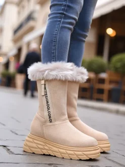 Clearance Śniegowce damskie Zebio Śniegowce|Botki Na Płaskim Obcasie