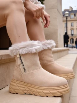 Clearance Śniegowce damskie Zebio Śniegowce|Botki Na Płaskim Obcasie