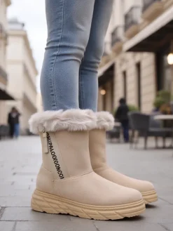 Clearance Śniegowce damskie Zebio Śniegowce|Botki Na Płaskim Obcasie