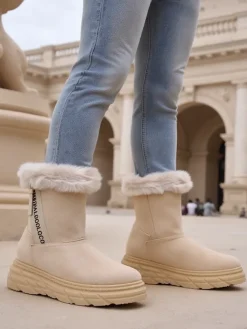 Clearance Śniegowce damskie Zebio Śniegowce|Botki Na Płaskim Obcasie