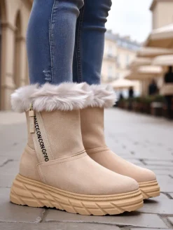 Clearance Śniegowce damskie Zebio Śniegowce|Botki Na Płaskim Obcasie