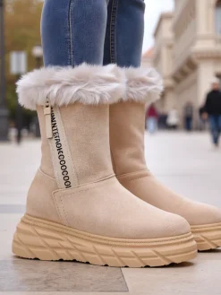 Clearance Śniegowce damskie Zebio Śniegowce|Botki Na Płaskim Obcasie