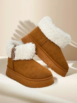 Outlet Śniegowce damskie z kożuszkiem Rovvoy Śniegowce|Botki Z Delikatnym Ociepleniem