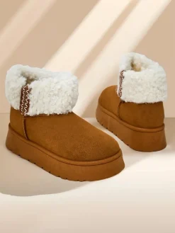 Outlet Śniegowce damskie z kożuszkiem Rovvoy Śniegowce|Botki Z Delikatnym Ociepleniem