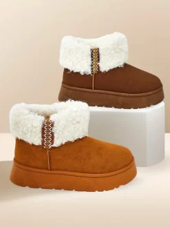 Outlet Śniegowce damskie z kożuszkiem Rovvoy Śniegowce|Botki Z Delikatnym Ociepleniem