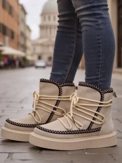 Sale Śniegowce damskie sznurowane Stozi Śniegowce|Botki Z Delikatnym Ociepleniem