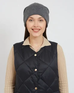 New Ocieplana damska czapka z cyrkoniami Damskie Czapki I Kapelusze