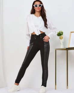 Sale Ocieplane czarne damskie tregginsy Spodnie Materiałowe|Plus Size