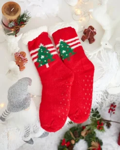 New Ocieplane czerwone świąteczne damskie skarpetki Skarpetki