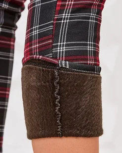 Best Ocieplane tregginsy damskie w kratę Legginsy / Tregginsy