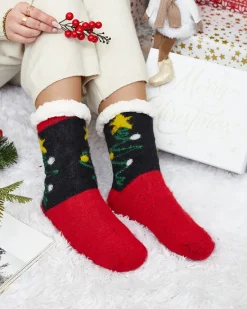 Discount Ocieplane świąteczne damskie skarpetki Skarpetki