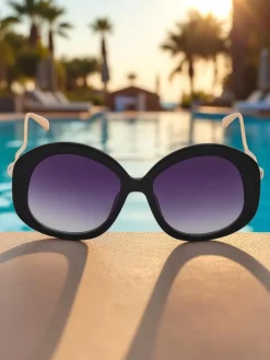 New Okulary przeciwsłoneczne z ozdobnymi nausznikami Glam Shine Damskie Okulary Przeciwsłoneczne