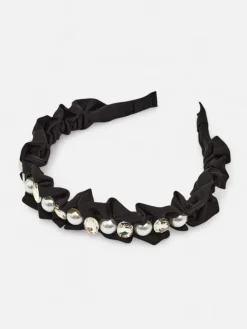 Best Opaska do włosów z marszczeniem i perełkami Damskie Akcesoria Do Włosów