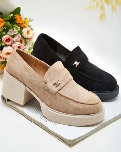 Hot Półbuty damskie na wysokim słupku Pegorami Półbuty|Mokasyny Na Obcasie