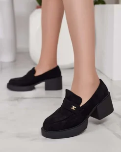 Hot Półbuty damskie na wysokim słupku Pegorami Półbuty|Mokasyny Na Obcasie