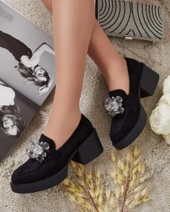 Hot Półbuty damskie na wysokim słupku Pegorani Półbuty|Mokasyny Na Obcasie